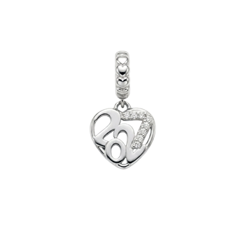 Christina Year 2027 sølv charm 4 mm hjertesmykke